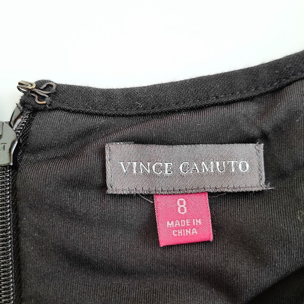 Vince Cameo Short Sleeve Faux Leather Pocket Sheath Dress Womens 8 Black - Picture 5 of 6